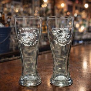 USMC 238 Birthday Ball Pilsner Glass Set Combat Logistics Regiment 25
